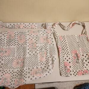 Free People Pink Floral Stars Dots Sheer Fabric Reusable Shopping Bag Totes X 2